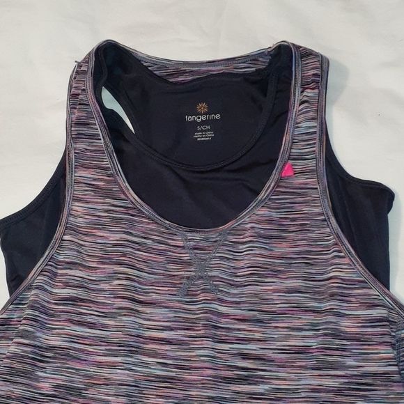 Tangerine Double Racerback Tank Tops Pink SpaceDye - Picture 2 of 5